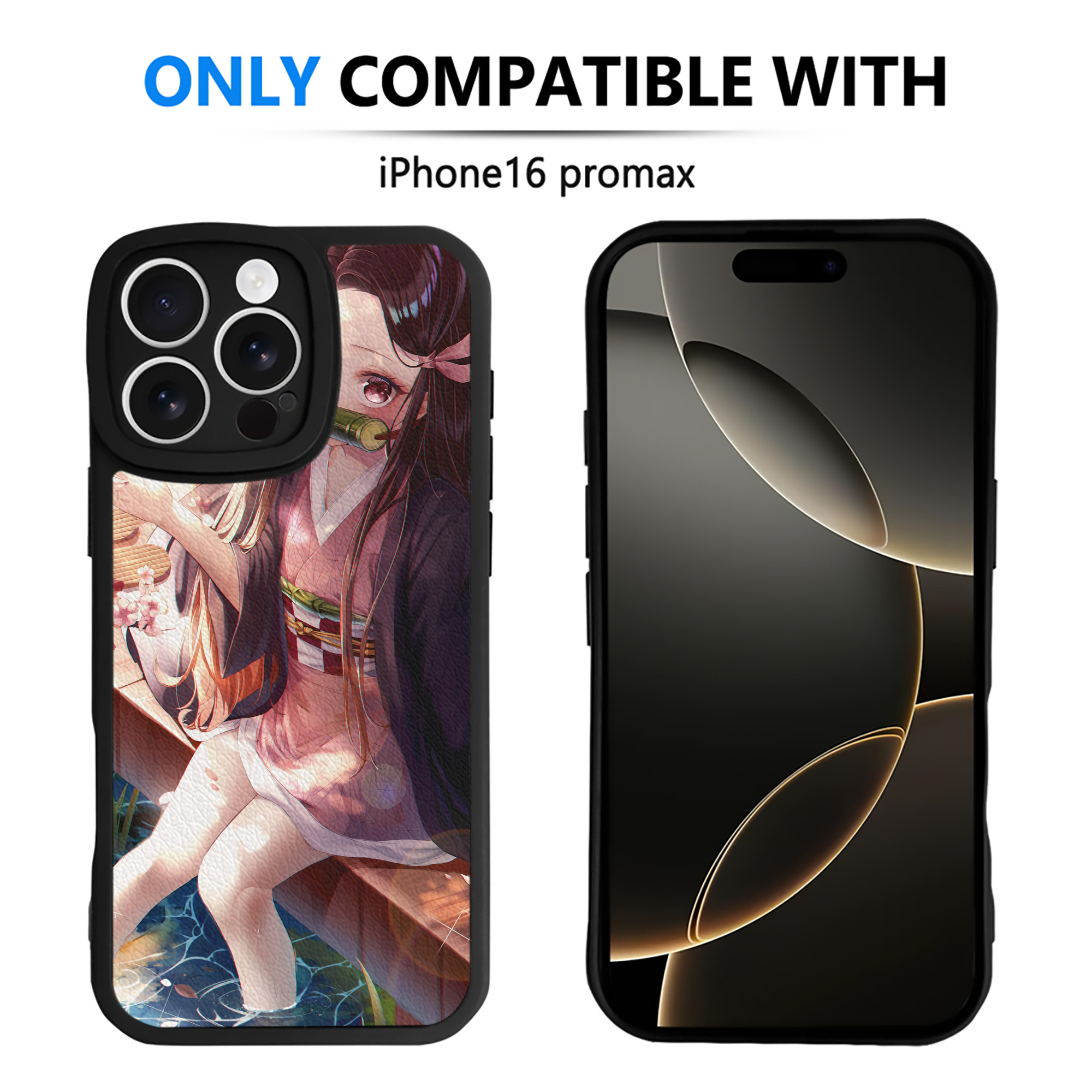 （画像用） 鬼滅の刃（きめつのやいば）竈門 禰󠄀豆子／かまど ねずこ Kamado Nezuko 【iPhone 16シリーズ対応】シリコンスマホケース（レザー調） 材質：シリコン